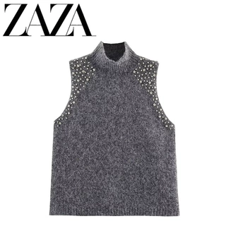 ZAZA 自制欧美风 批发女装 时尚百搭气质 跨境外贸珠宝串珠饰毛衣