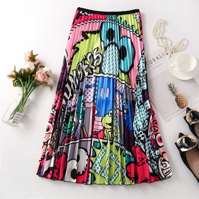 Rainbow Print Pleated Skirt Image 9