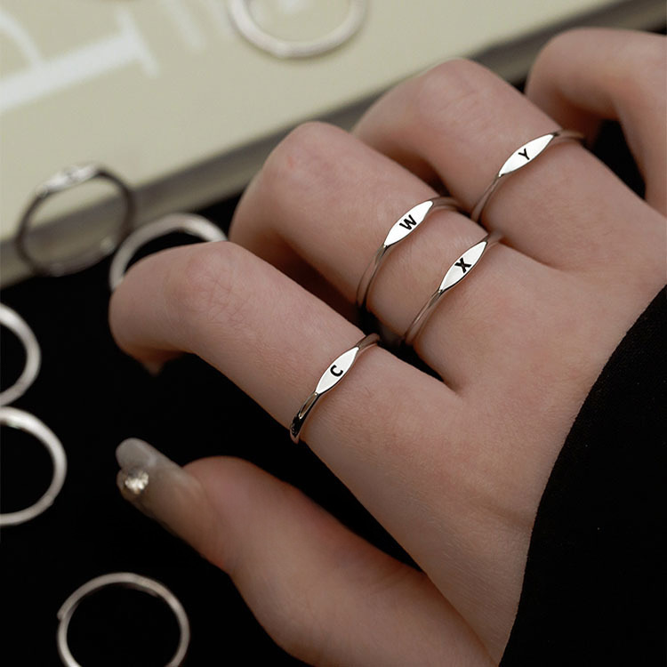 Trend golden fashionable ring with letters
