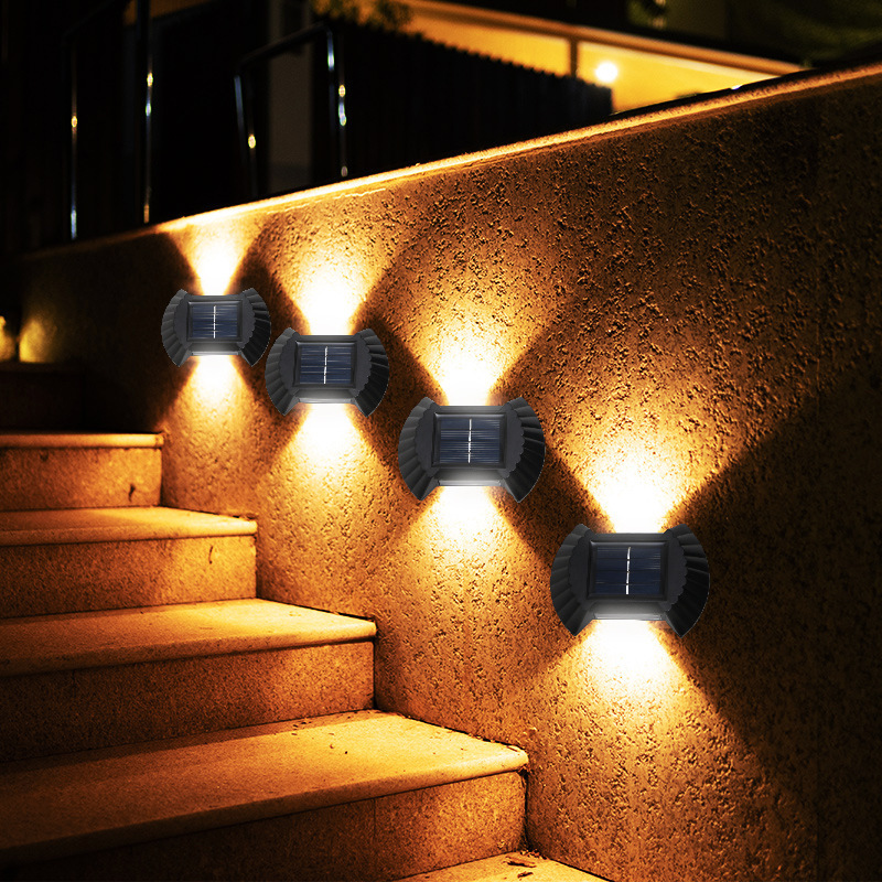 Solar 6LED arriba y abajo luminoso espejo convexo lámpara de pared lámpara de jardín al aire libre jardín decoración pared lavado lámpara de pared
