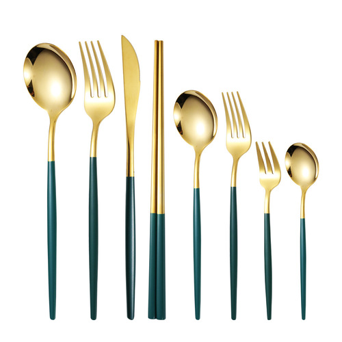 Cross-border 304 stainless steel tableware Portuguese knife and fork Western food tableware set steak knife fork spoon chopsticks wholesale
