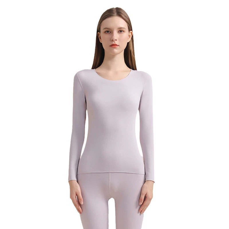 Velvet underwear, comfortable double-sided keep warm set with a round collar