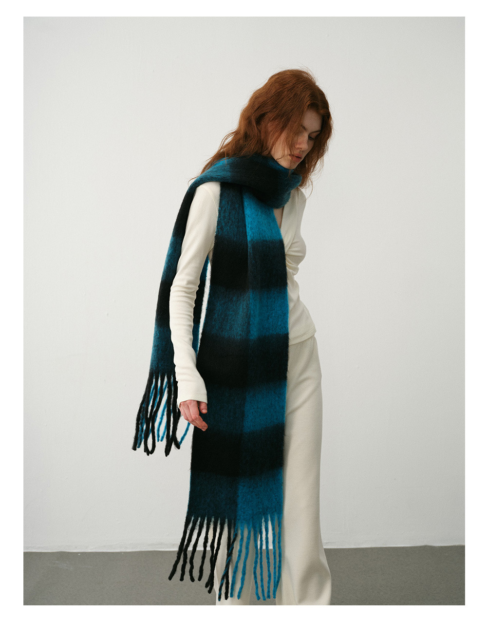 Designer's Nische Erweiterter Fransenschal Schachbrett Schachbrett Kaschmirschal Damen Winterambiente Schal_voghion.com