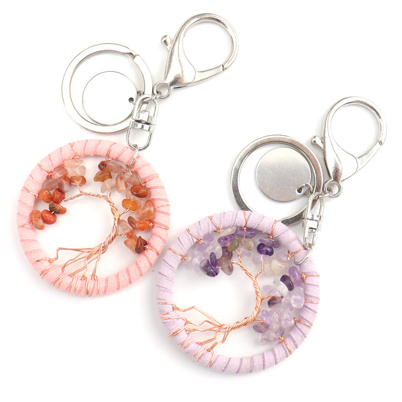 Creative handmade tree of life pendant key pendant leather rope key chain jewelry bag pendant k12