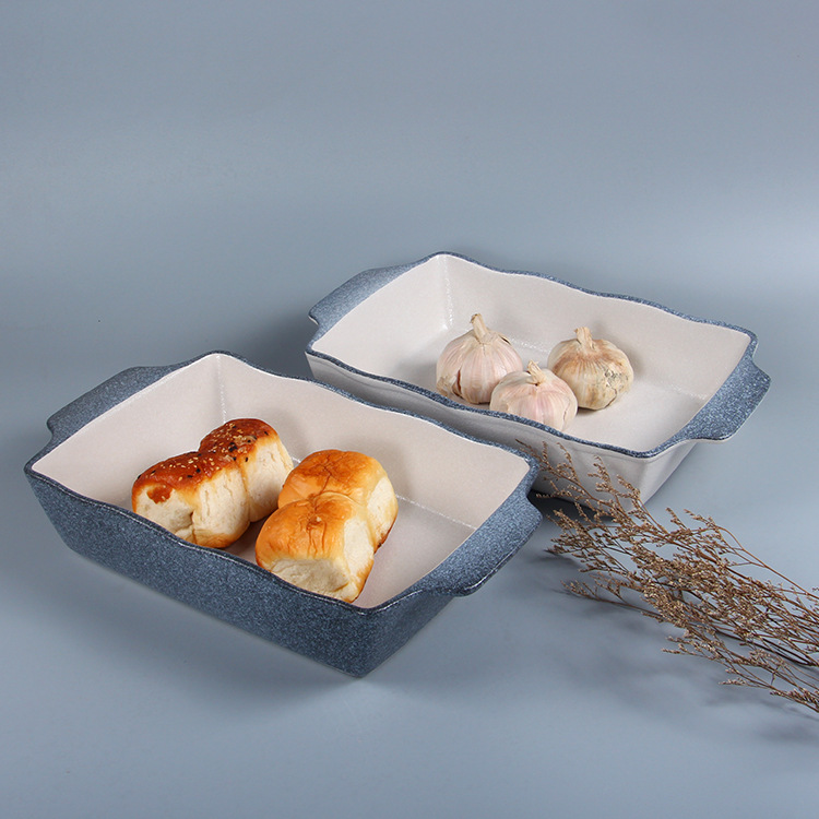长方形陶瓷烤碗双耳焗饭盘烘焙模具烤箱专用意粉千层面烤盘大号
