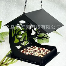 跨境新款金属小屋喂鸟器birdfeeder户外花园悬挂式铁艺喂鸟器鸟笼