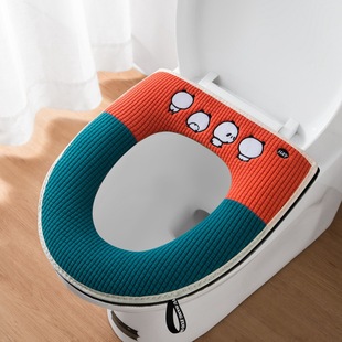 Supply Tuan Tuan Handle Toilet Cushion Velcro Zipper Cushion Winter Toilet Cover Embroidered Pattern Toilet Cover Cushion