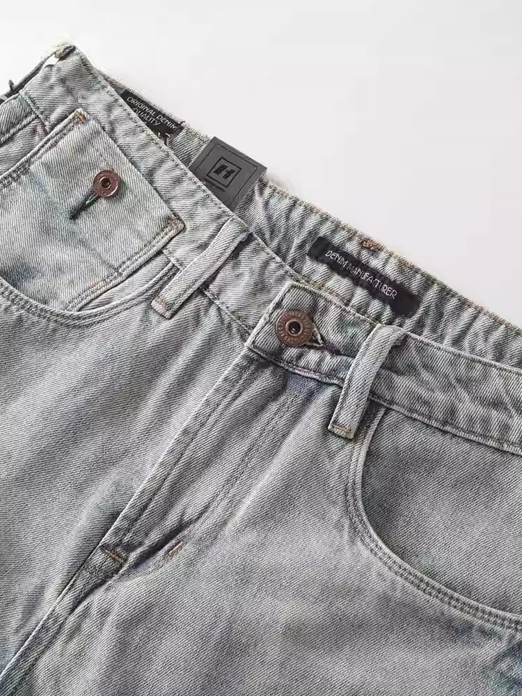 Men's Clothing Men's Mid-Length Distressed Ripped Denim Shorts Summer Retro Washed Muddy Casual Loose Trendy_mkmklike.com