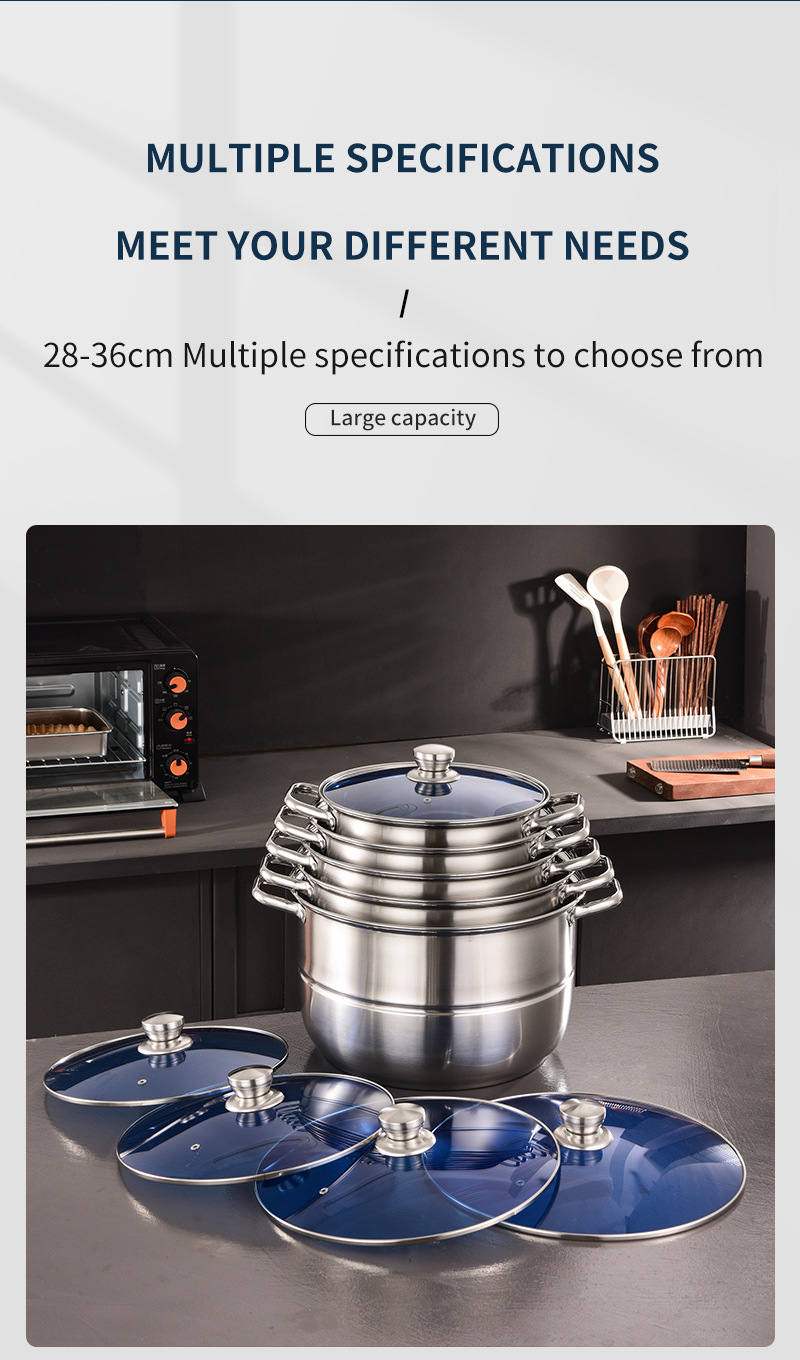 Stainless Steel Multifunctional Soup Pot And Steamer Cookware Set_voghion.com