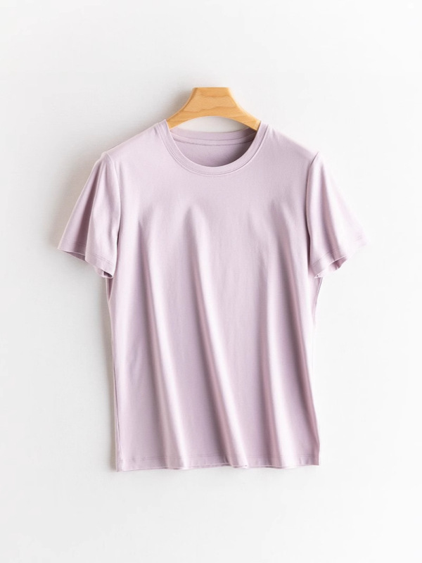 マルベリーシルクシルケットコットンアイスシルケットコットンラウンドネックシルク半袖男性と女性のTシャツ女性2025夏涼しく通気性|undefined