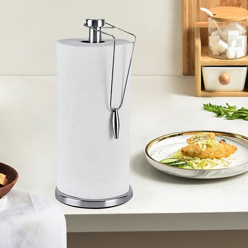 Soporte de tejido de cocina creativa titular de papel de escritorio vertical gran rollo de papel titular restaurante simple tenedor cintura de acero inoxidable titular de tejido