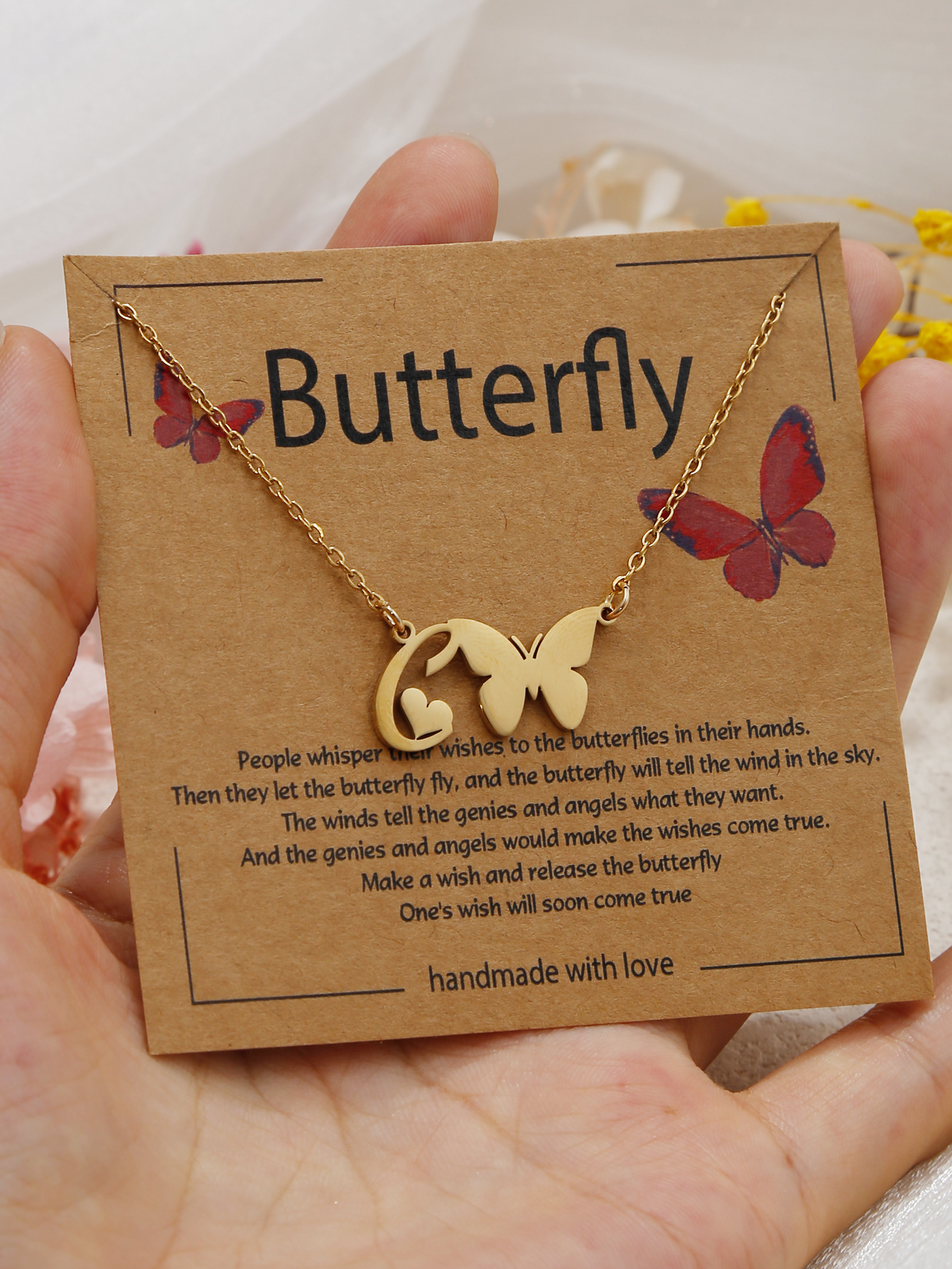 Butterfly Cute Sweet 304 Stainless Steel Pendant Necklace Plating Lobster Trigger Clasp Closure display picture 1