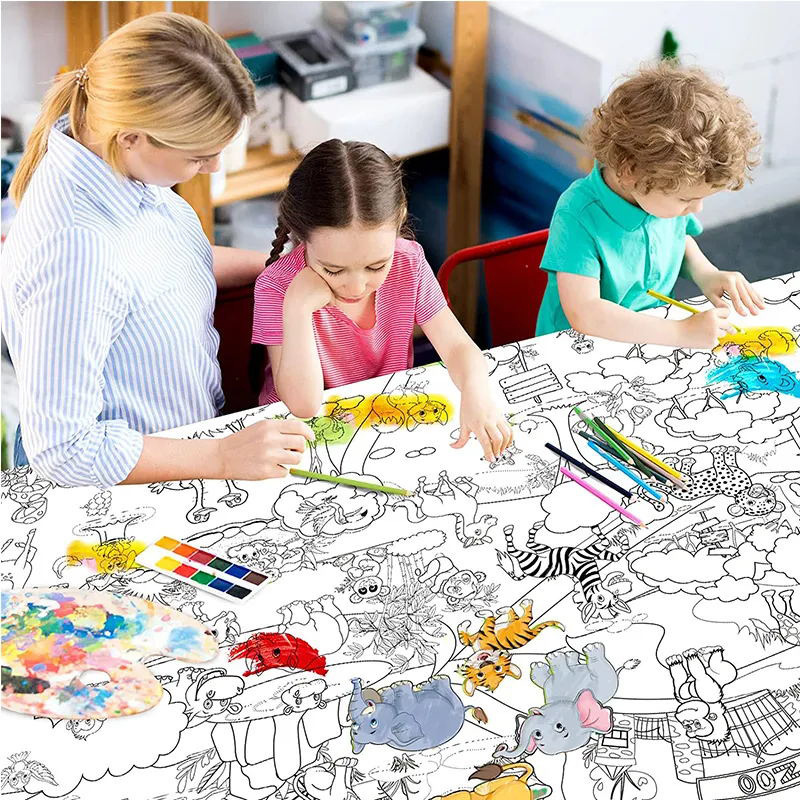 Amazon New Christmas Children Graffiti Painting Colored Tablecloth Cross Border Cartoon Party Canvas Washable Wholesale Amazon New Christmas Children Graffiti Painting Colored Tablecloth Cross Border Cartoon Party Canvas Washable Wholesale