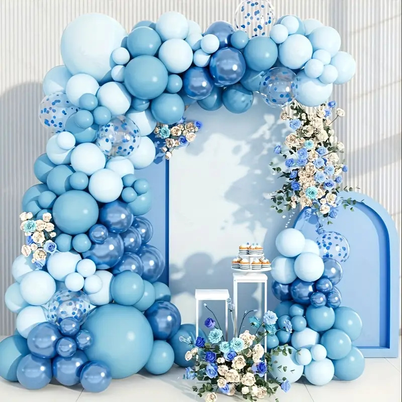 Traje de fiesta de venta caliente de Amazon transfronterizo globo azul tema de cumpleaños decoración de boda globo de látex