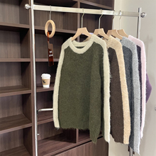 秋冬软糯糯拼色款 街头洋气百搭  常规宽松针织毛线外套