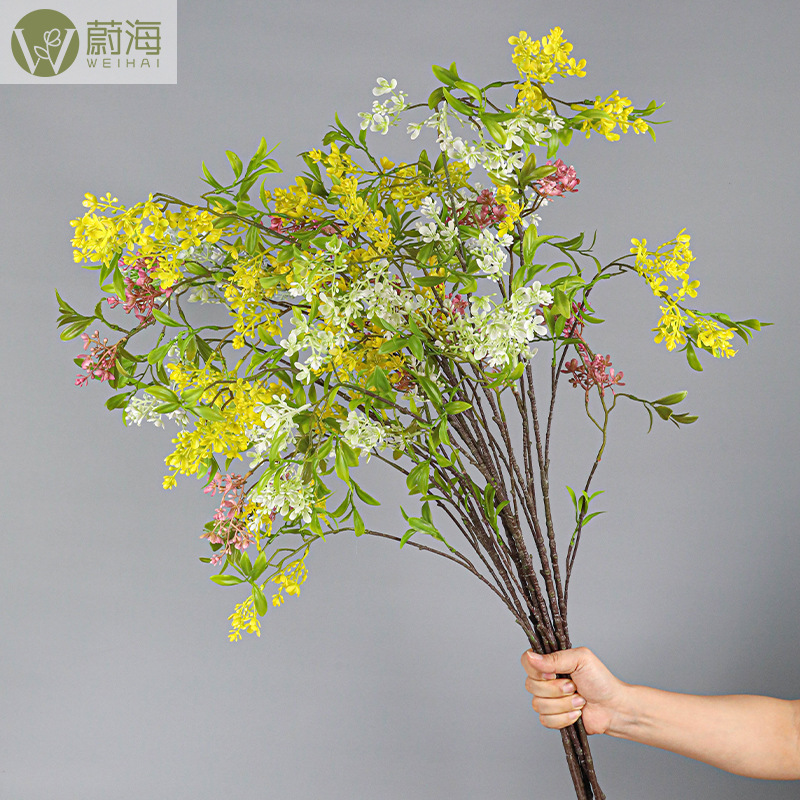 仿真雪柳含笑花枝垂枝飘雪单枝桂花园林造景婚庆装饰桂花高端