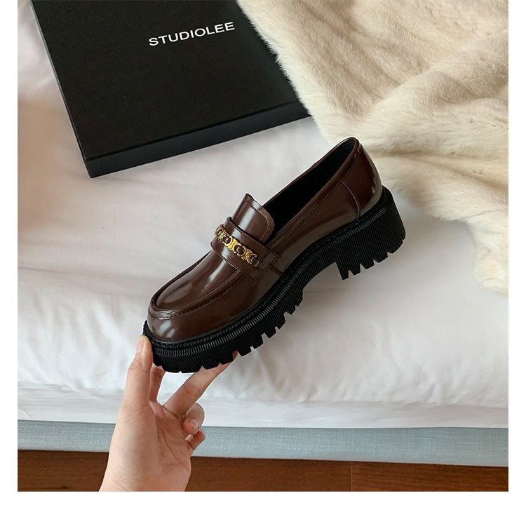 Giày lười nữ mũi tròn đế dày tôn dáng, xỏ chân kiểu slip-on gót thô 3–5 cm — Màu nâu, Màu đen chi tiết 19