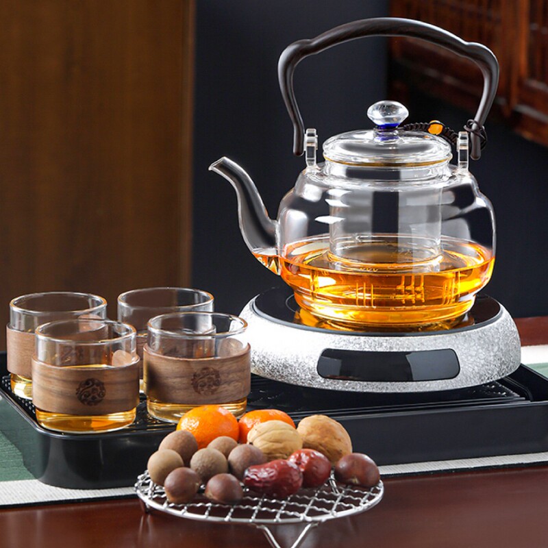 Glass Tea Maker, Electric Ceramic Stove, Steam-Type Automatic Heat-Preserving Teapot, Household Large-Capacity Heat-Resistant Tea Set