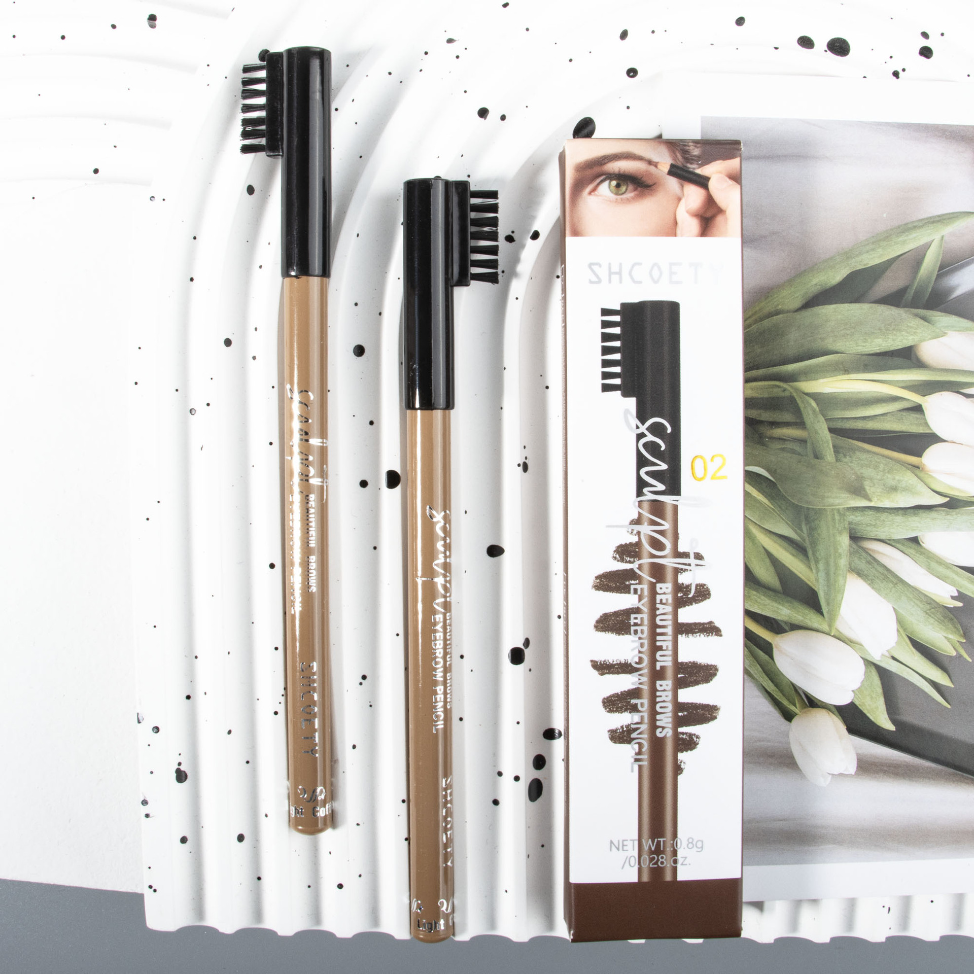 SHCOETY eyebrow brush, a wooden eyebrow brush, is waterproof, does not smudge or fade. It is a natural multi-color makeup pen that crosses borders undefined