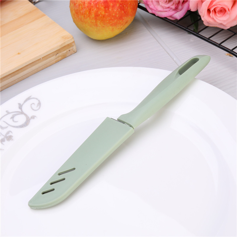 Cuchillo de fruta de acero inoxidable para el hogar melón y pelador de frutas plegable conveniente raspador portátil cortador de melón multifunción