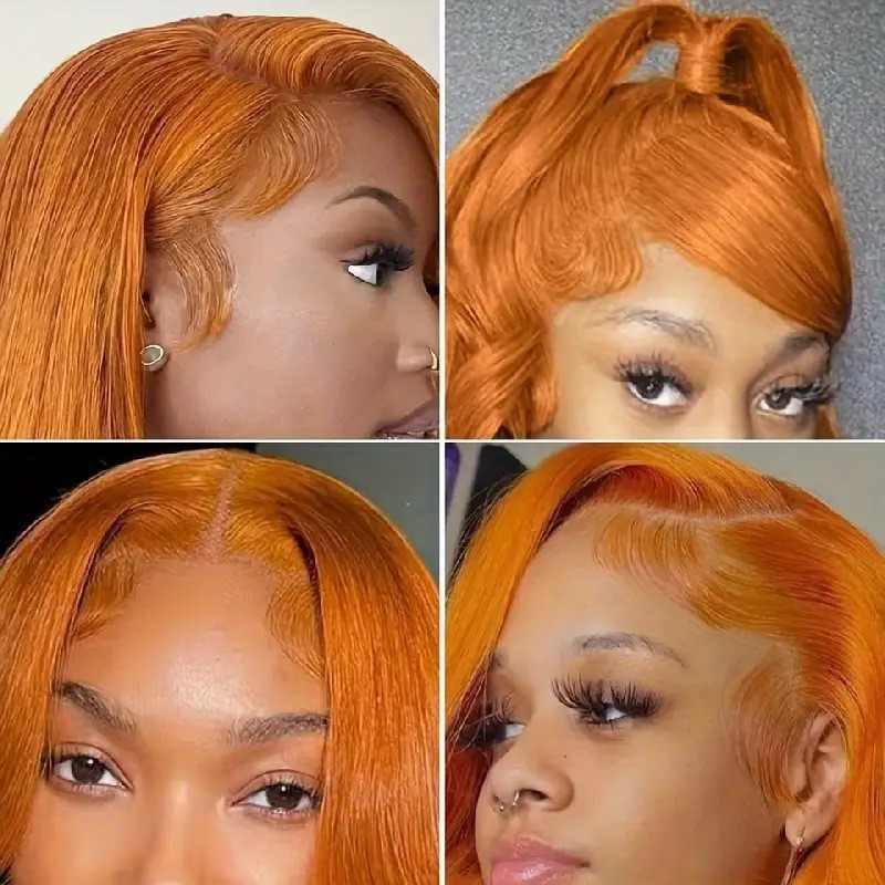 European American Style Long Straight Hair Wig Full Head with Lace Detailing Center Parted Synthetic Clip-in Fashion Highlighted_voghion.com