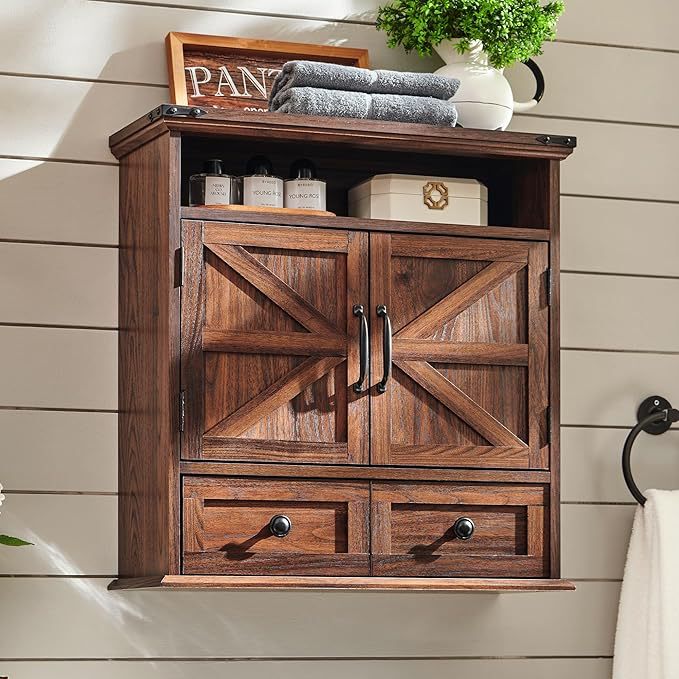 Amazon Bathroom Cabinet American Country Sideboard Side Cabinet Dining Room Living Room Storage Cabinet Side Cabinet Retro with Barn Door