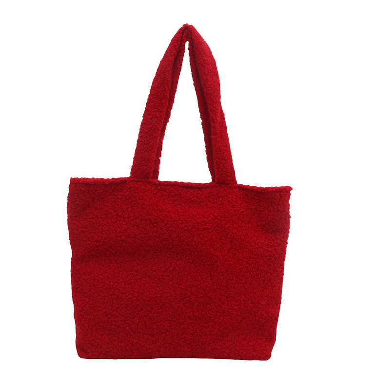 Nueva versión coreana de ocio simple otoño invierno bolso de peluche bolso de mano canasta de verduras bolso de moda de mujer