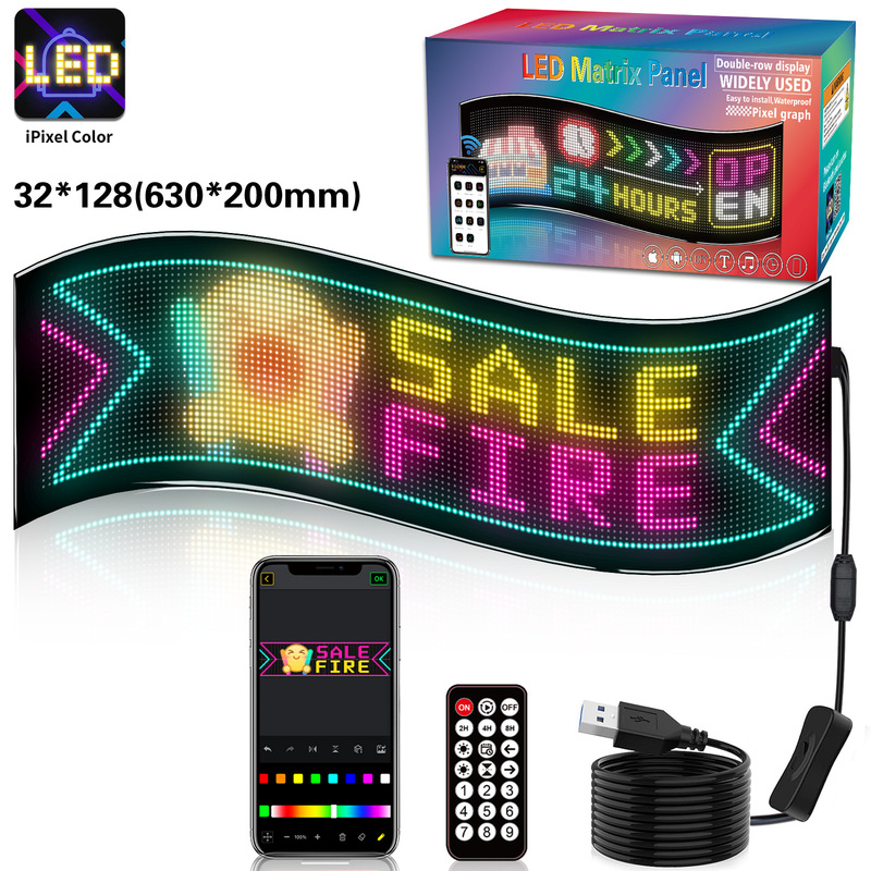 Full-Color Led Flexible Display Screen, Ultra-Thin Waterproof Door Sign Screen, Advertising Screen, Installation-Free DIY Window Screen for Indoor Use