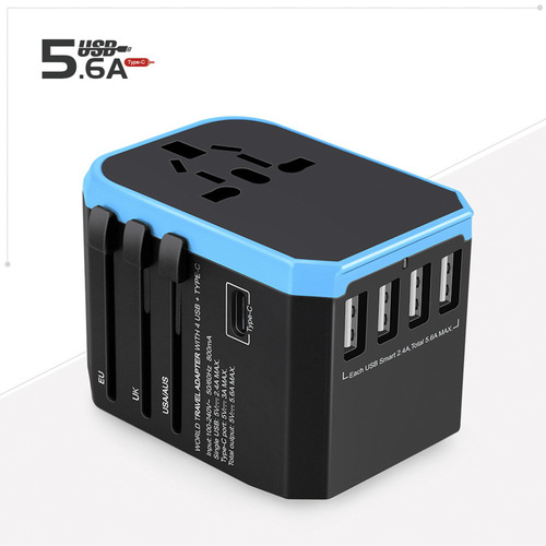 Cross-border travel charger 4USB multi-function global conversion socket Type-C US standard European standard UK standard charging stand