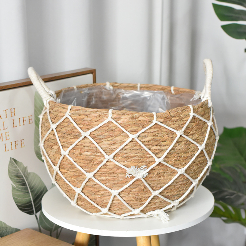 Cesta Decorativa de Hierba Tejida