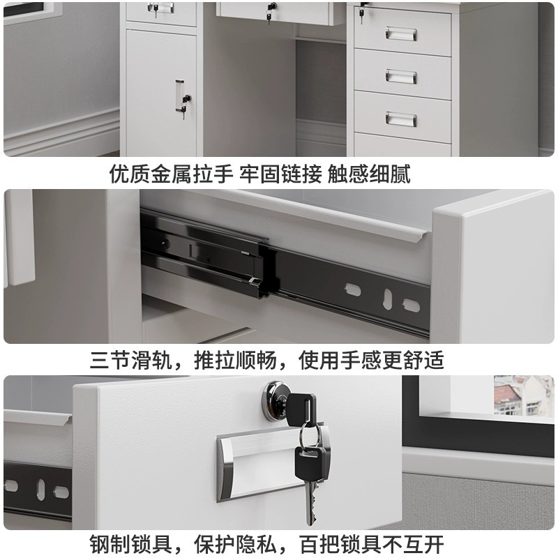 Mesa de acero, personal de oficina con cajones, escritorio de escritorio, escritorio de computadora, cerradura de cinturón de hierro, escritorio financiero, fabricantes