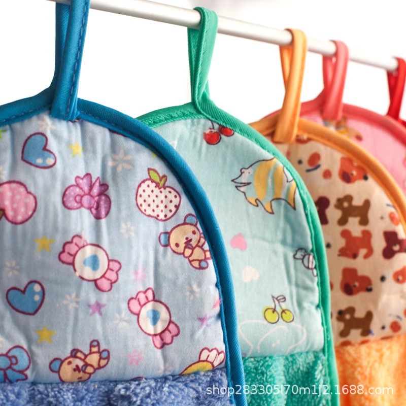 Toalla de mano colgante de dibujos animados lindo absorbente coreano paño de mano toalla de cocina de baño pañuelo para niños