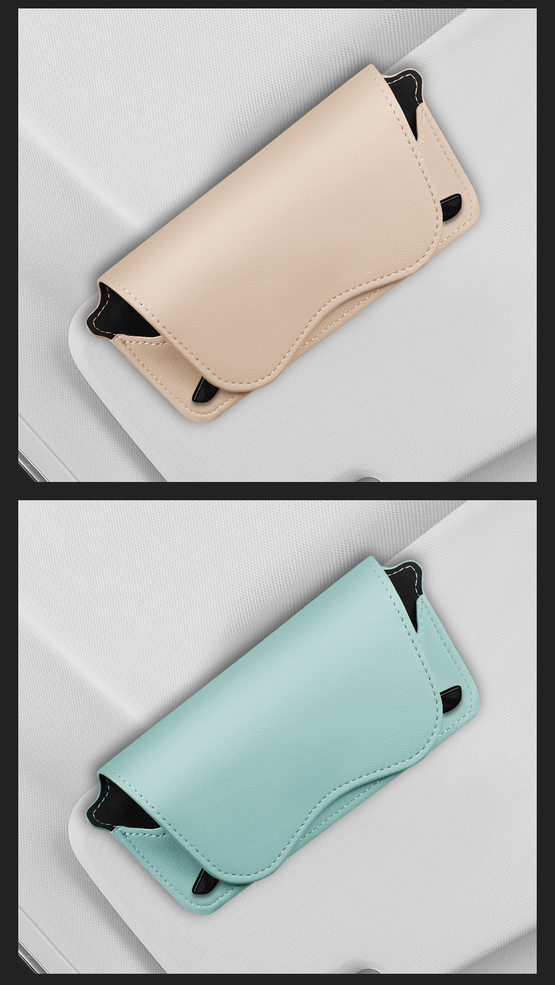 Multifunctional car glasses box car glasses frame leather car sun visor storage box car sunglasses clip clip