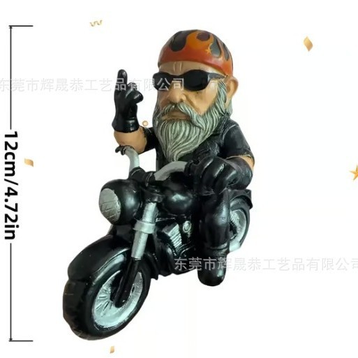 中指バイカーおじさん置物面白いオートバイ中指ノーム装飾品|undefined
