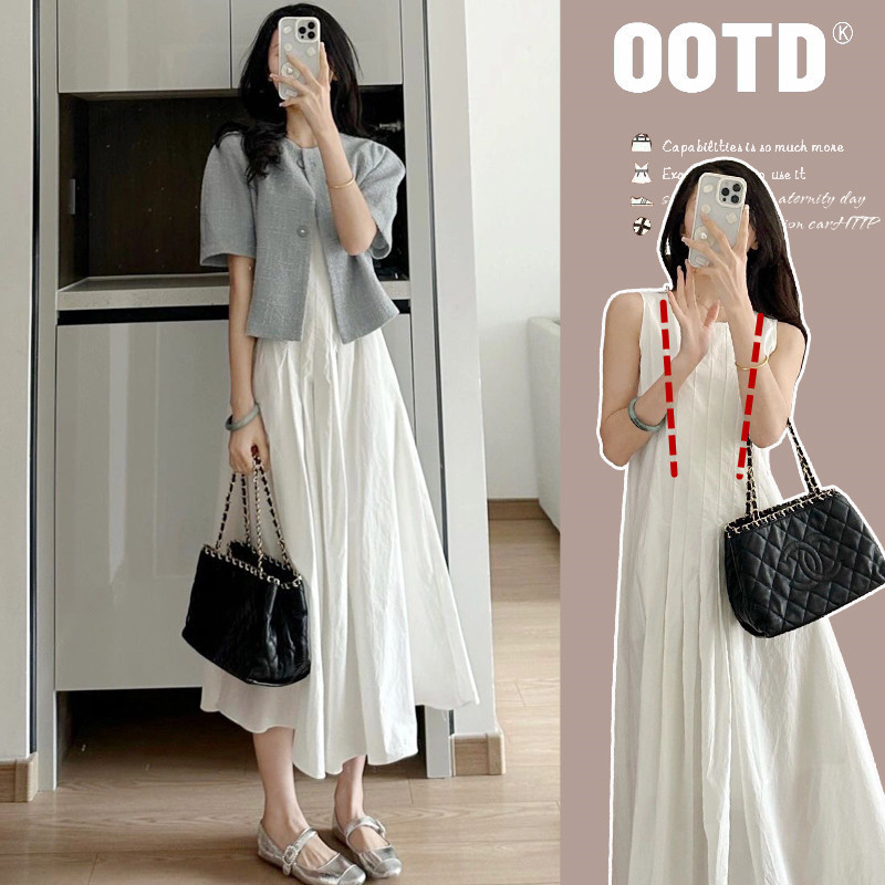 Nursing Vest Dress 2025 Summer French Hot Mom New Style Outer Top Feeding Clothes Two-Piece Set