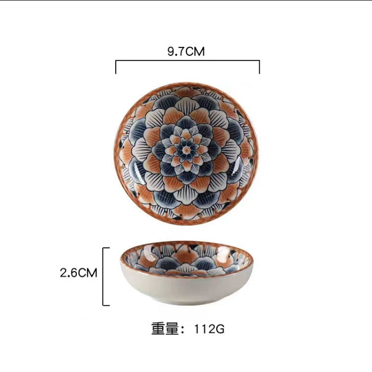 Sauce Dish (Japanese-style) Ceramic Under-Glaze Vine Pattern, Small Dipping Plate, Assorted Designs
