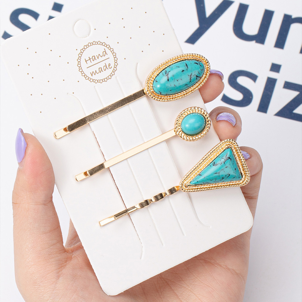 Women's Casual Retro Geometric Alloy Turquoise Plating Hair Clip display picture 6