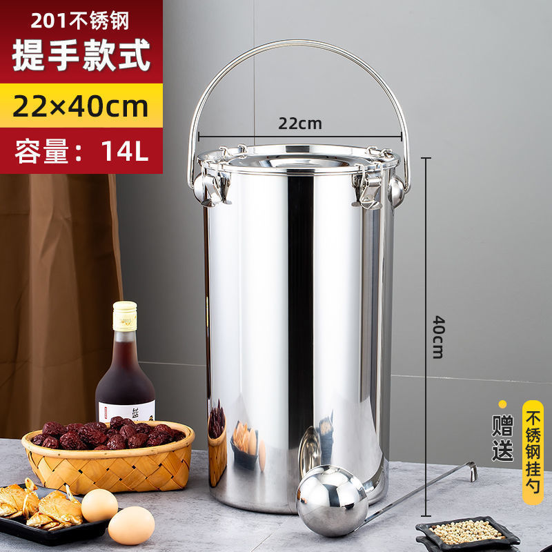 ステンレス製のバケツ、ステンレス製の厚みのある密閉バケツ、宅配用のバケツ、ご飯バケツ、スープバケツ、密閉米バケツ、水を運ぶための油バケツ。|undefined