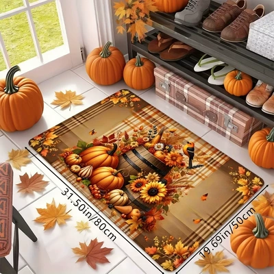 Avtomobil döşəmə paspasları, entryway foot mat cross-border - zyh-autumn-thanksgiving-6-4060cmcrystal-velvet-with-dot-plastic-backing