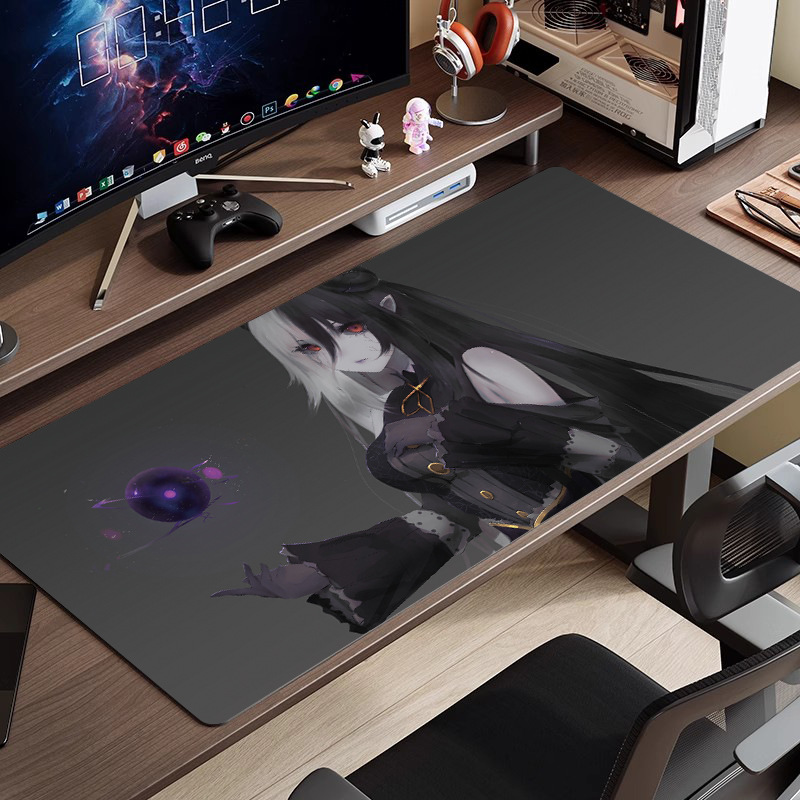 黒と白のアニメマウスパッド特大シンプルな二次元eスポーツボーイズコンピュータデスクパッド大型キーボードパッド|undefined