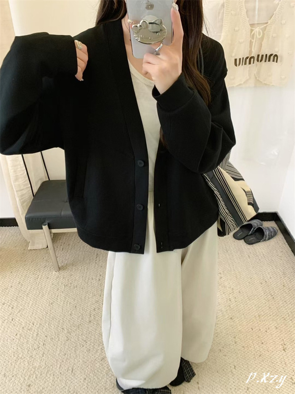 009慵懒风圆领卫衣女秋季新款薄款宽松韩版oversize女式上衣bf外|undefined