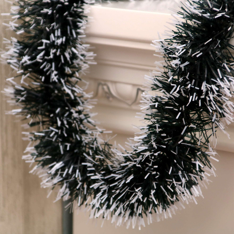 Frontera de Navidad borde blanco verde oscuro lana raya 9cm5 capa 2 M fiesta de vacaciones decoración de la boda raya del color Garland madder
