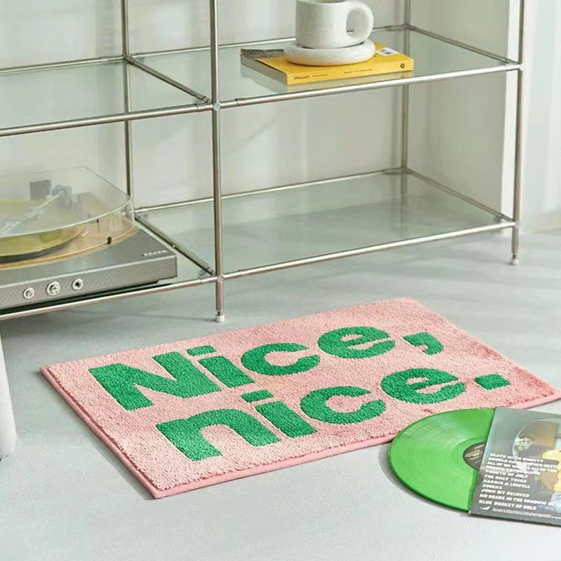 Korean Stripesd Imitation Cashmere Floor Mat, Bedroom Bathroom Door Combination Long Carpet Bedside Blanket Foot Mat Bedside Blanket