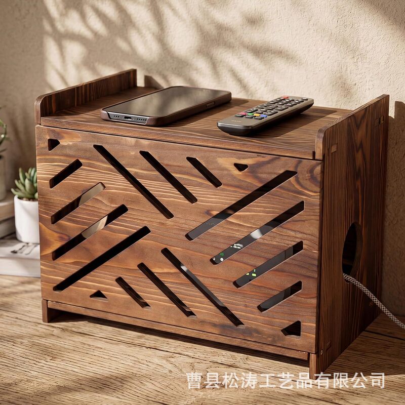 Wooden Router Storage Box Wifi Audio Data Cable Storage Box Desktop Cable Optical Cable Storage Box
