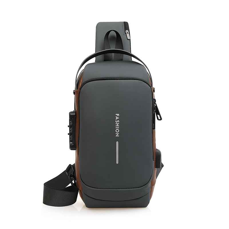 Nuevo bolso de hombre de moda bolso de pecho de hombre bolso de locomotiva de bloqueo de contraseña de gran capacidad bolso de hombro deportivo antirrobo