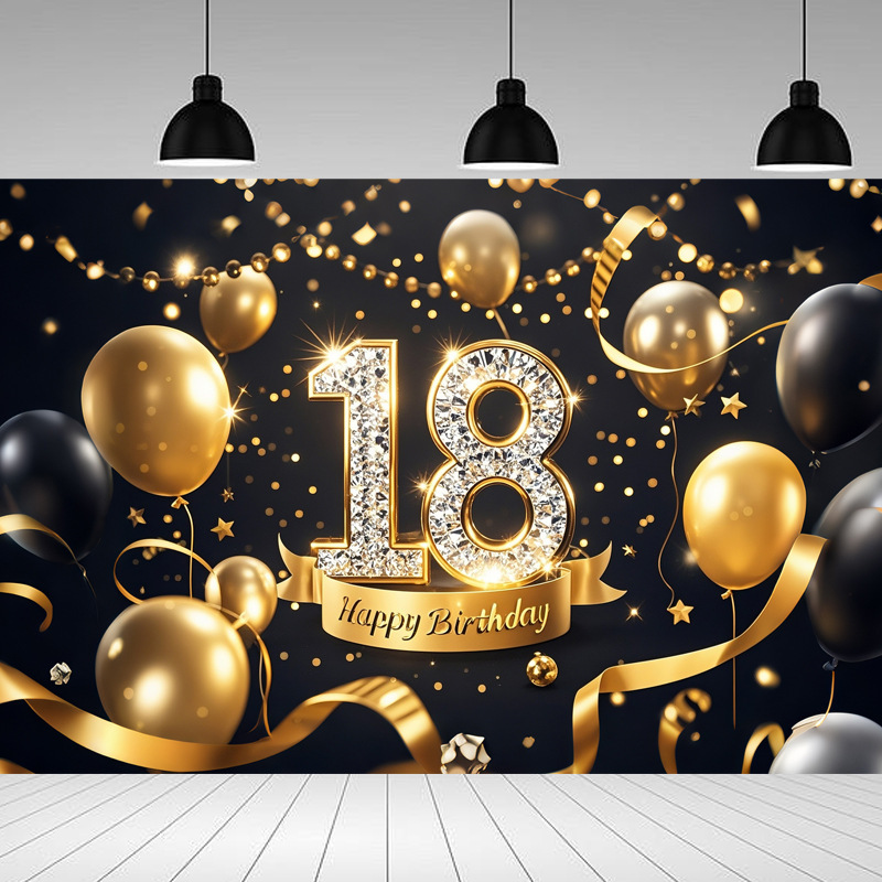 Nueva tela de fondo de feliz cumpleaños transfronteriza, carnaval de fiesta, serie principal de decoración de escenas, banner de cumpleaños