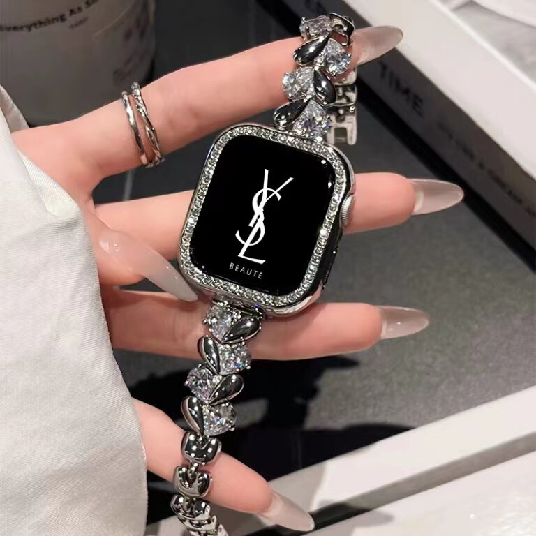 Suitable for iwatch10 Strap Small Chanel Style Apple Watch applewatch98 Love Zircon Chain Advanced