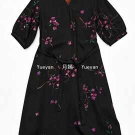 墨韵花香深圳新中式夏季显瘦气质彩色提花领盘连衣裙