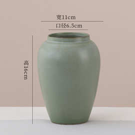 大口径花器素烧陶瓷水培花瓶摆件陶罐复古民宿新中式简约家居E18