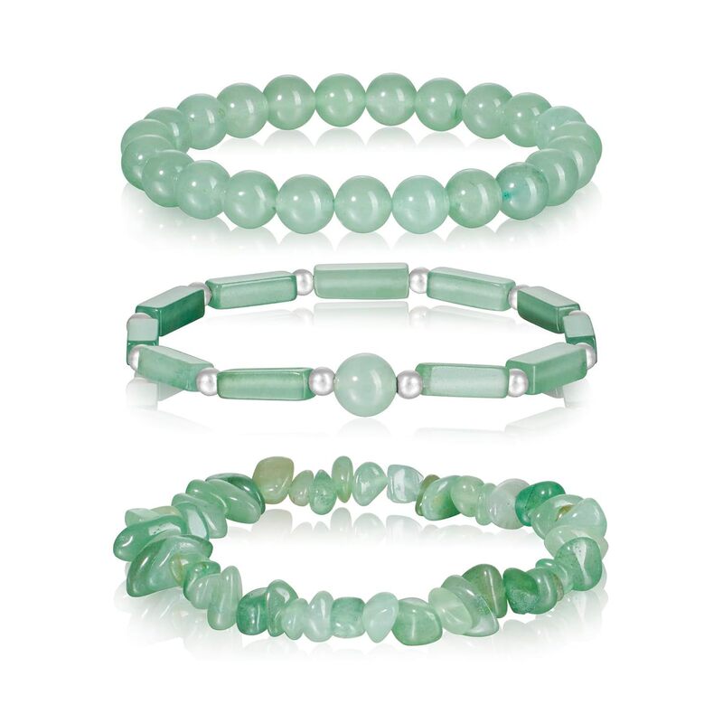 3-Piece Set of Men's and Women's Bracelets 8mm Green Sandstone Green Jade Beaded Bracelet Elastic Bracelet Set 3-Piece Set of Men's and Women's Bracelets 8mm Green Sandstone Green Jade Beaded Bracelet Elastic Bracelet Set